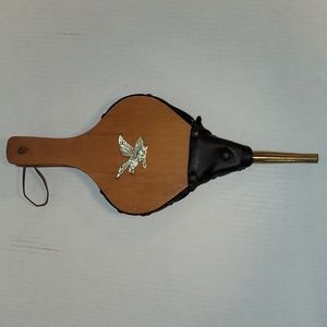 Vintage Fireplace Bellows Wood, Leather and Brass Eagle Crest, Wall Hanging